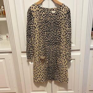 J. Crew Black and Tan Printed Dress